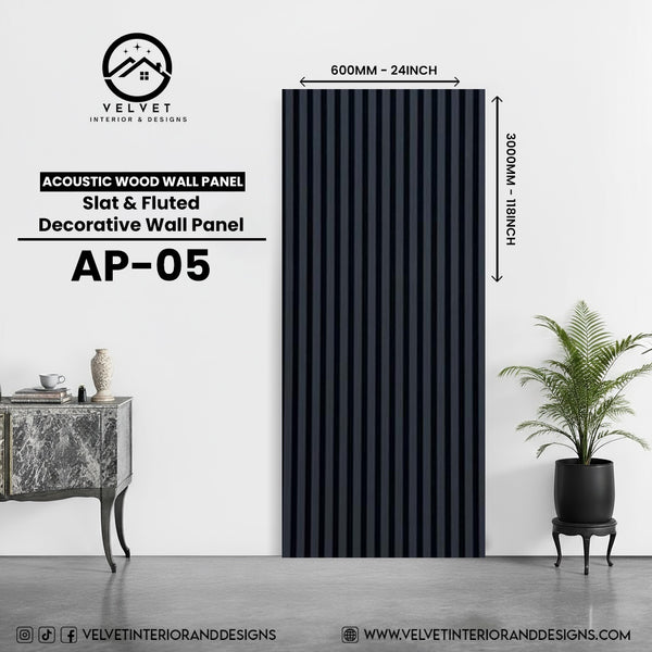 AP-05 | Acoustic Wood Wall Panel | Slat & Fluted Decorative Wall Panel | 0.85 in x 24 in x 110 in | Sound-Absorbing | Ideal for Living Rooms, Bedrooms, TV Walls & Feature Walls