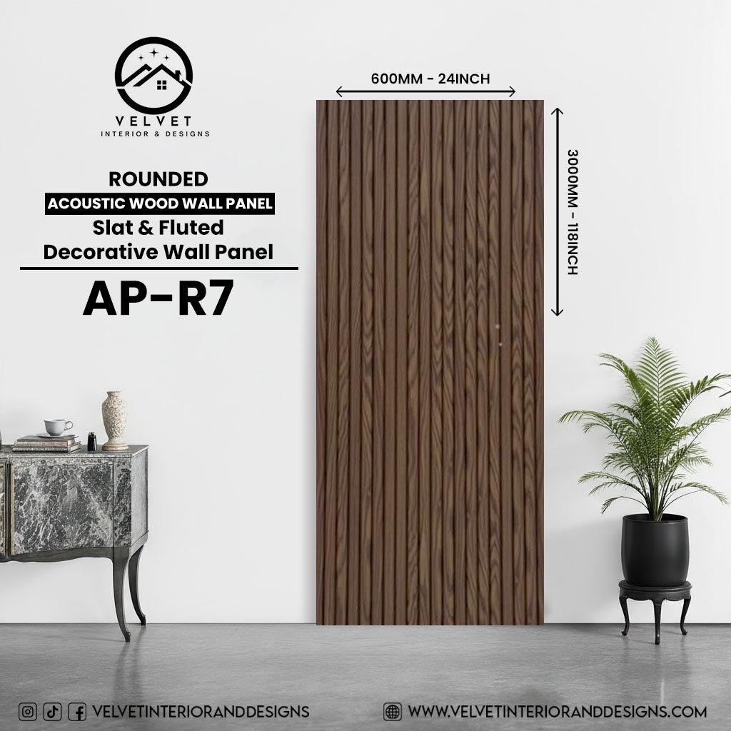 AP-R7 | Acoustic Wood Wall Panel | Slat & Fluted Decorative Wall Panel | 0.85 in x 24 in x 118 in | Sound-Absorbing | Ideal for Living Rooms, Bedrooms, TV Walls & Feature Walls