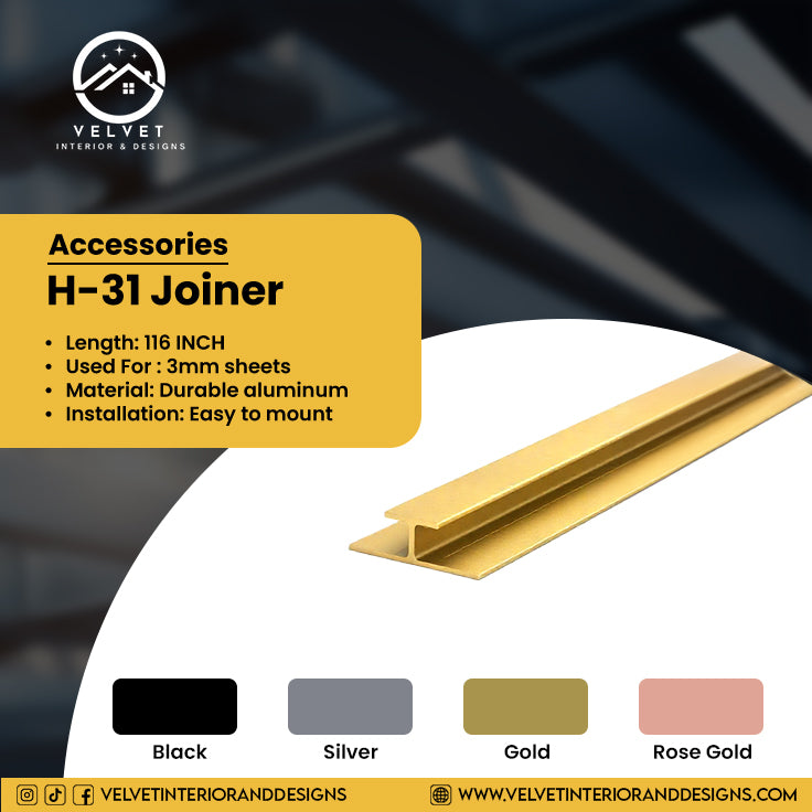 H-31 | Joiner for PVC UV Marble Sheet  | Wall Panel Accessories & LED