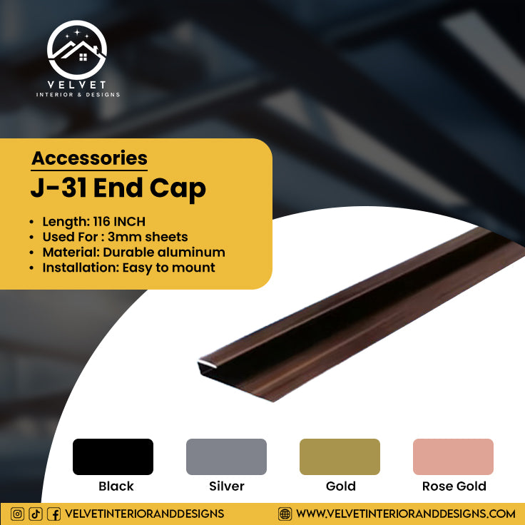 J-31 | Endcap for PVC UV Marble Sheet  | Wall Panel Accessories & LED
