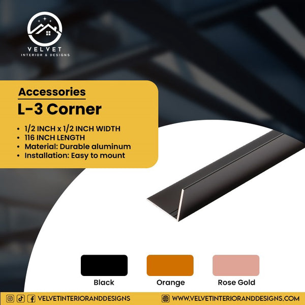 L-3 /  1/4"x3/8" Corner | Wall Panel Accessories & LED