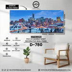 D-780 | Cityscapes | PVC UV Marble Sheet | Decorative Wall Panel | 1/8 in x 48 in x 110 in | Mirror Gloss Finish | Waterproof & Fire-Retardant | Ideal for Living Rooms, Bathrooms & Feature Walls