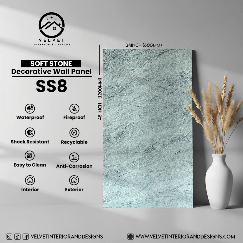 SS8 | Soft Stone | Stone| Decorative Wall Panel |1/8 in x 24 in x 48 in | Stone Finish | Waterproof, Scratch-Resistant & Fireproof | Ideal for Living Rooms, Bathrooms & Feature Walls